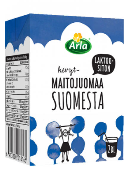 Маложирное молоко Arla Kevytmaitojuoma Suomesta Uht 200мл без лактозы
