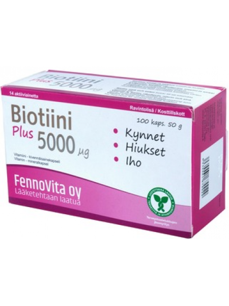 Витамины Fennovita Ravintolisä Biotiini Plus 50г для волос, ногтей и кожи